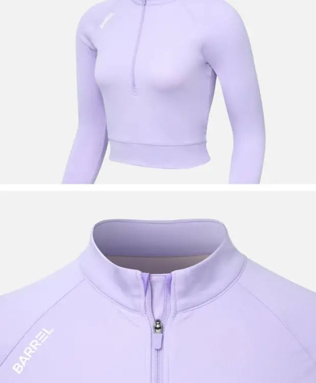 Barrel Women Resort Half Zip Crop Rashguard-purple - Image 5