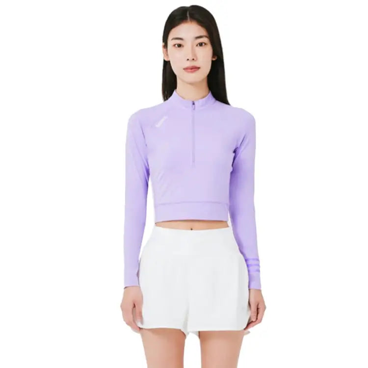 Barrel Women Resort Half Zip Crop Rashguard-purple