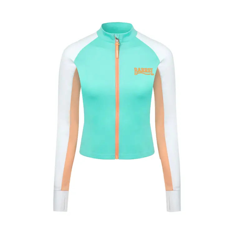Barrel Women Romantic Crop Zip Up Rashguard-mint - Image 2