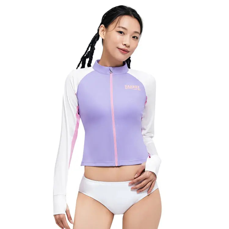 Barrel Women Romantic Crop Zip Up Rashguard-purple