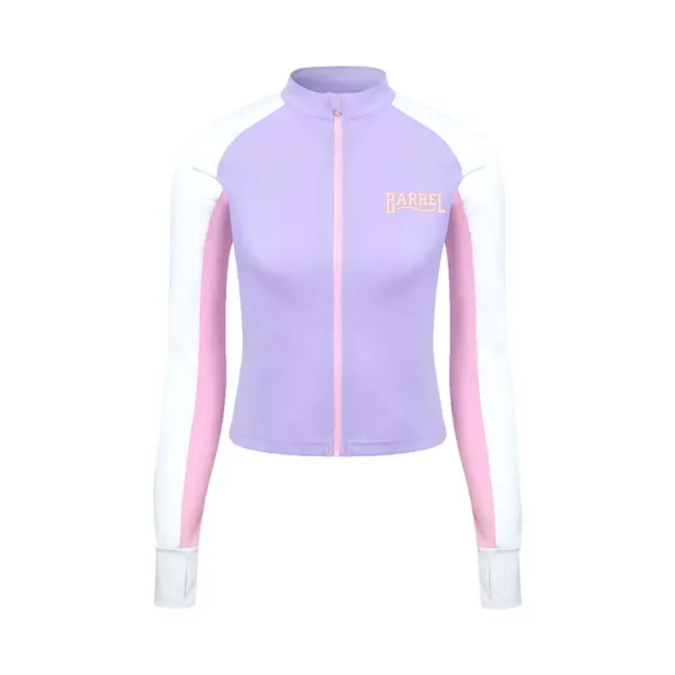 Barrel Women Romantic Crop Zip Up Rashguard-purple - Image 2