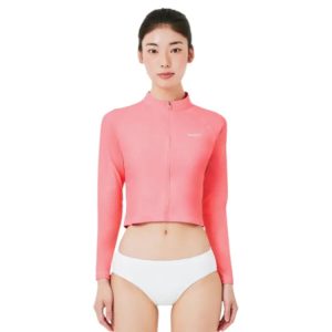 Barrel Women Sunset Crop Zip-Up Rashguard-PINK