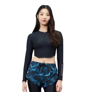 Barrel Womens Abyssal Crop Zipup Rashguard-black