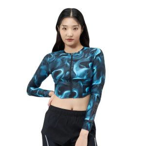Barrel Womens Abyssal Crop Zipup Rashguard-smoke