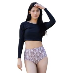Maka-Hou Women Back Ribboon Rashguard-BLACK (Japanese Brand)