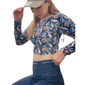 Maka-Hou Women Back Ribboon Rashguard-MULTI LEAF (Japanese Brand)