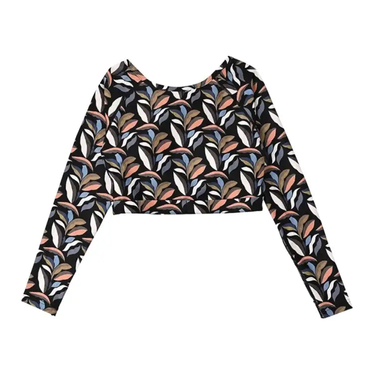 Maka-Hou Women Back Ribboon Rashguard-MULTI LEAF (Japanese Brand) - Image 2