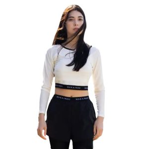 Maka-hou Women Crop Rash Guard-vanilla (japanese Brand)