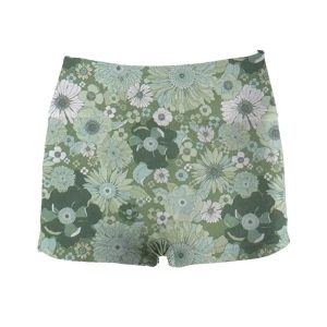 Maka-hou Women Highcut Water Shorts-green Flower (japanese Brand)