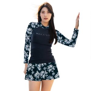 Maka-hou Women Long Sleeve Rashguard-clam Flower (japanese Brand)