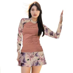 Maka-hou Women Long Sleeve Rashguard-lily Bloom (japanese Brand)