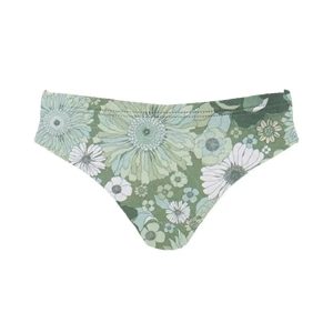 Maka-Hou Women Mid-Rise Bikini Bottom-GREEN FLOWER (Japanese Brand)