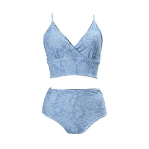 Maka-hou Women Reversible Bikini-navy Leaf (japanese Brand)