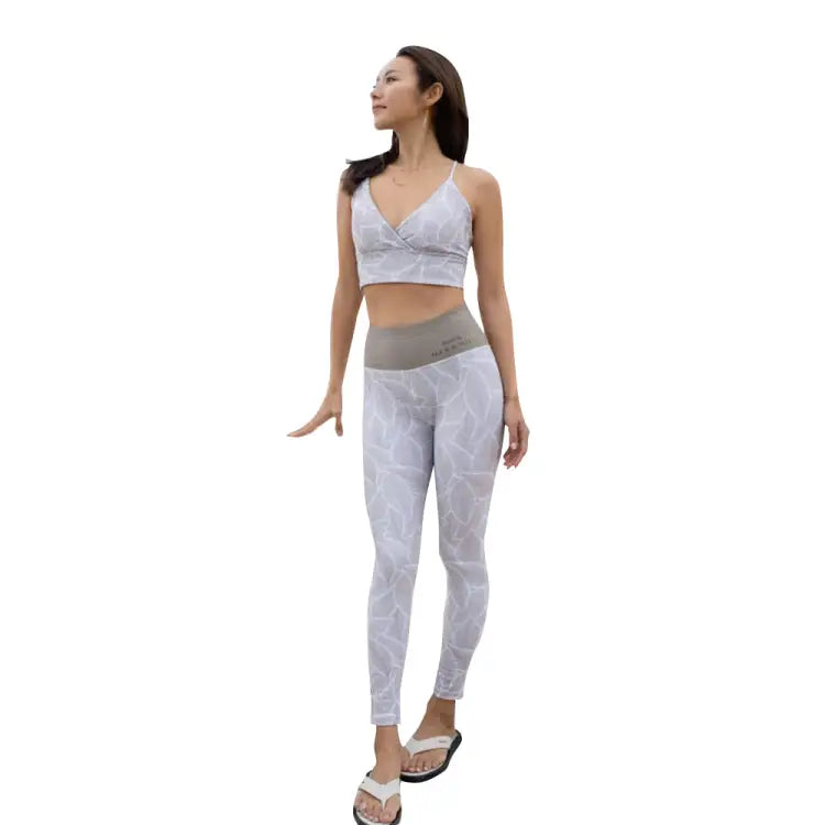 Maka-hou Women Water & Yoga Leggings-beige Leaf (japanese Brand) - Image 2