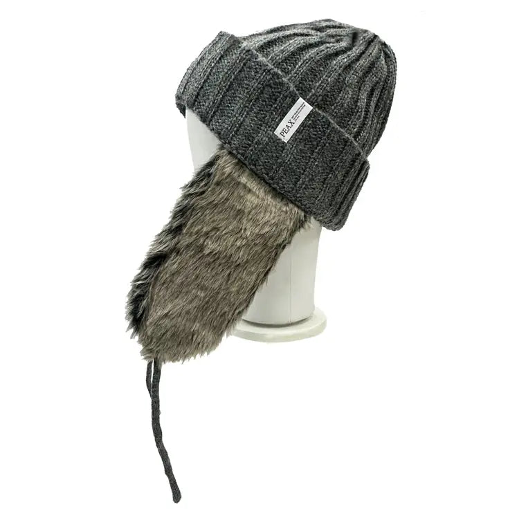 Peax Fur Earflap Beanie-gray - Image 3