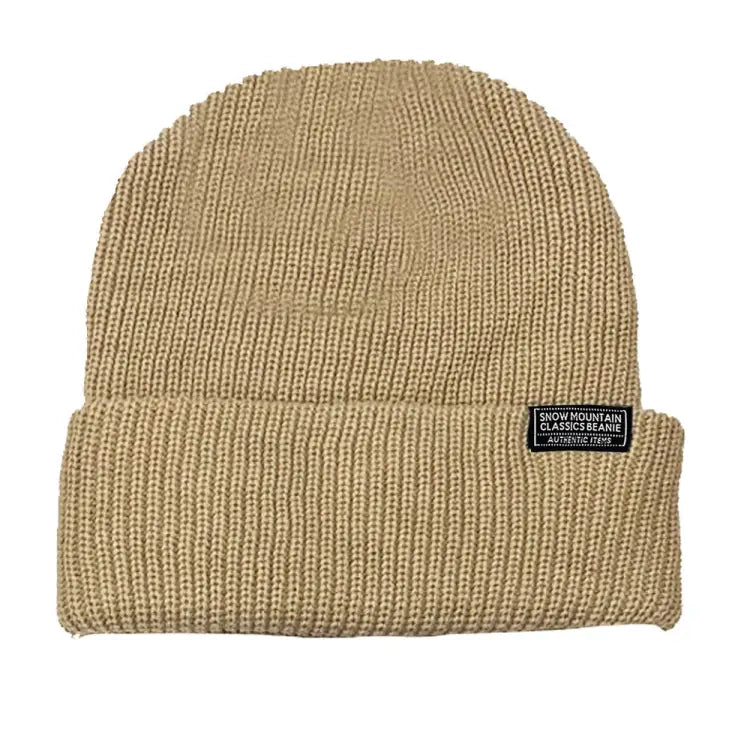 Snow Mountain Ribbed Beanies-tan